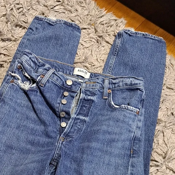 AGOLDE High-Rise Button-Fly Blue Jeans! - Picture 2 of 3